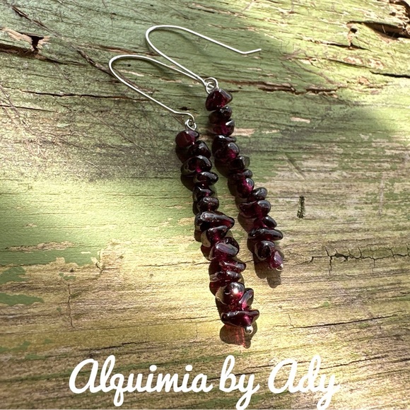 Alquimia Red Dangle Earrings with Natural Stones - Picture 1 of 1